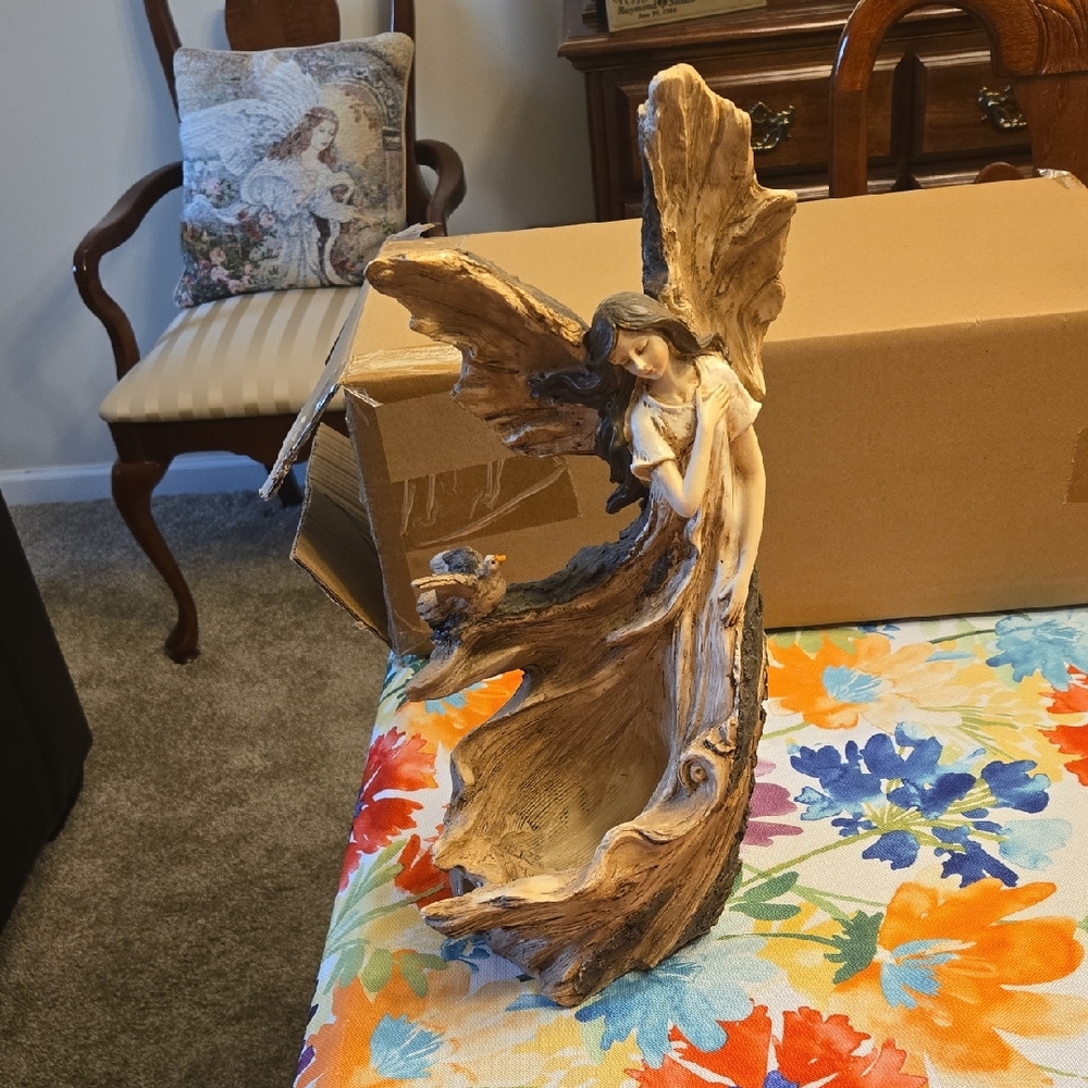 Faux Wooden Angel Figurine
